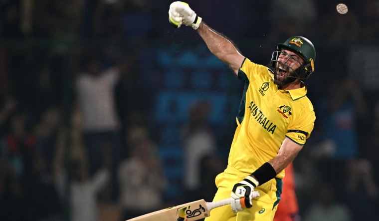 Glenn Maxwell celebrates his ton | AFP